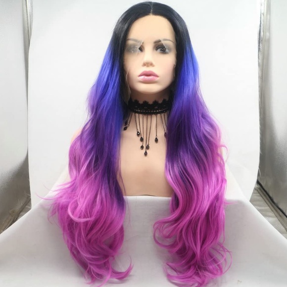 💫22” PURPLE OMBRÉ BODY WAVY  LACEFRONT WIG *NEW* - Picture 5 of 5